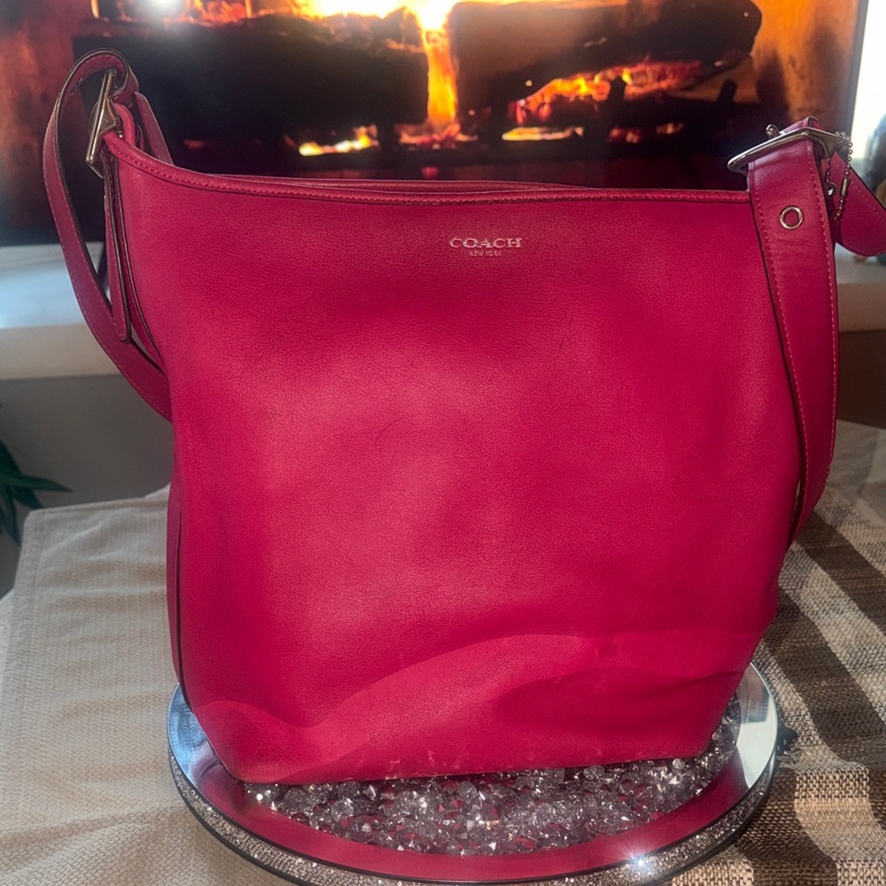 Coach Bold Red Shoulder Bag with branded dust bag
